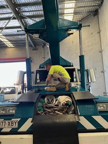 Damien Replacing Crane Truck Windscreen